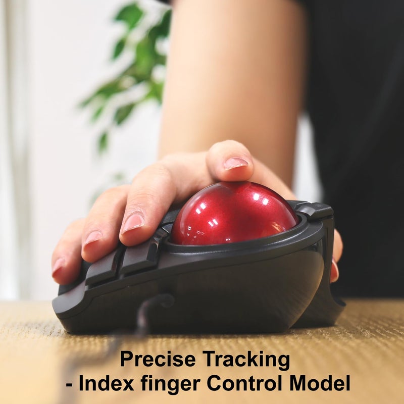 ELECOM HUGE Trackball Mouse, Wired, Finger-Operated, 8-Button Function, Palm Rest Attached, 52mm Smooth Red Ball Windows11, macOS (M-HT1URBK) - Image 3